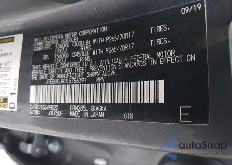 2020 Toyota 4Runner Sr5 из США, поврежденный, VIN JTEBU5JR2L5756391